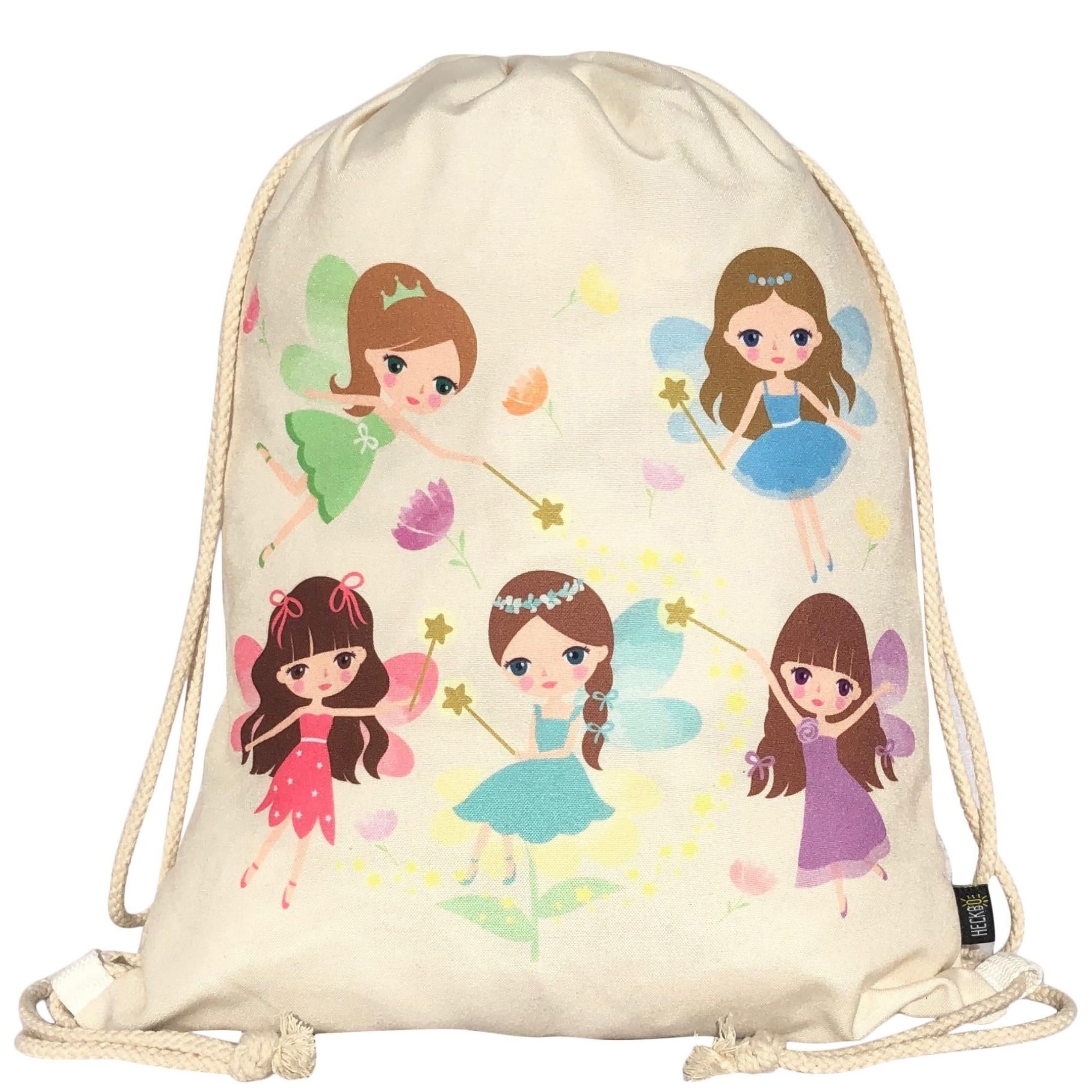HECKBO Kids Fairy Faires Gym Drawstring Bag - 40x32cm - 12.6" x 15.8" - String Bag - Kindergarten Daycare Crèche School Football - Children's Backpack, Sports, Fabric