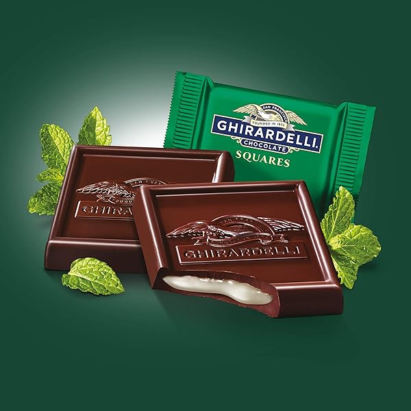 GHIRARDELLI DARK CHOCOLATE MINT SQUARES, 5.32 OZ BAG