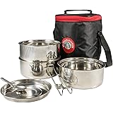 Indian Tiffin 3 Tier Insulated Box with Thermo Insulated Bag, Medium, Black