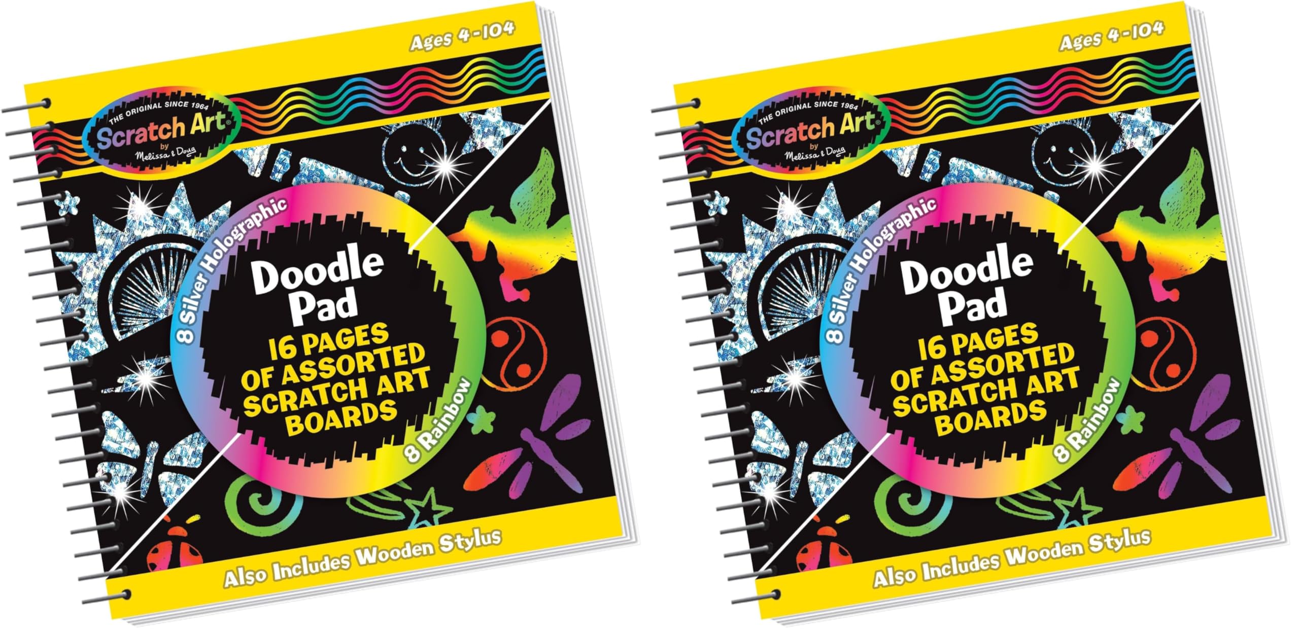 Melissa & Doug Scratch Art Magic Doodle Book | Scratch Art for Kids | Arts & Crafts | Magic Drawing Pad |Christmas Crafts for Kids | 4+ Years | Gift for Boy or Girl (Pack of 2)
