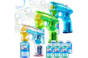 JOYIN 3 Bubble Guns Kit for Bubble Blaster Party Favors, LED Bubble Machine Blaster Party Supplies, Summer Toy, Outdoors Acti