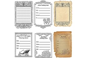 CRASPIRE ATC Frames Clear Rubber Stamp Vintage Artist Trading Flowers Transparent Silicone Seals Stamp for Journaling Card Making DIY Scrapbooking Handmade Photo Album Notebook Decor