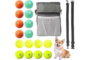 MKSY 2 inch Dog Training Balls with Treat Pouch Bag, Interactive Dog Playing Balls Dog Toy Balls Chew Toys for Small Medium Size Dogs Playing Fetching (16 Pack)