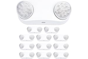 GRUENLICH LED Emergency Light with Battery Backup, 2 Adjustable Bug Eye Heads Lights, US Standard, AC 120-277V, Hardwired Commercial Emergency Exit Light for Business, 12-Pack