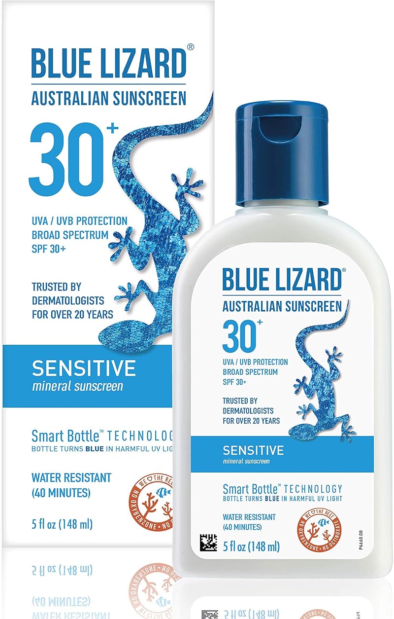 Blue Lizard Sensitive Sunscreen SPF 30+ 5 oz Mineral Sunblock for Delicate Skin