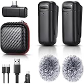 Sunnymark Mini Wireless Lavalier Microphone for iPhone/Android/Laptop, Plug & Play mini Mic with USB C Receiver and Lightning Adapter, Noise Reduction Clip on Wireless Microphone for TikTok, YouTube
