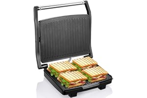 Panini Press Grill & Gourmet Sandwich Maker - Electric Indoor Grill with Non-Stick Plates, Removable Drip Tray, and Easy-Clea
