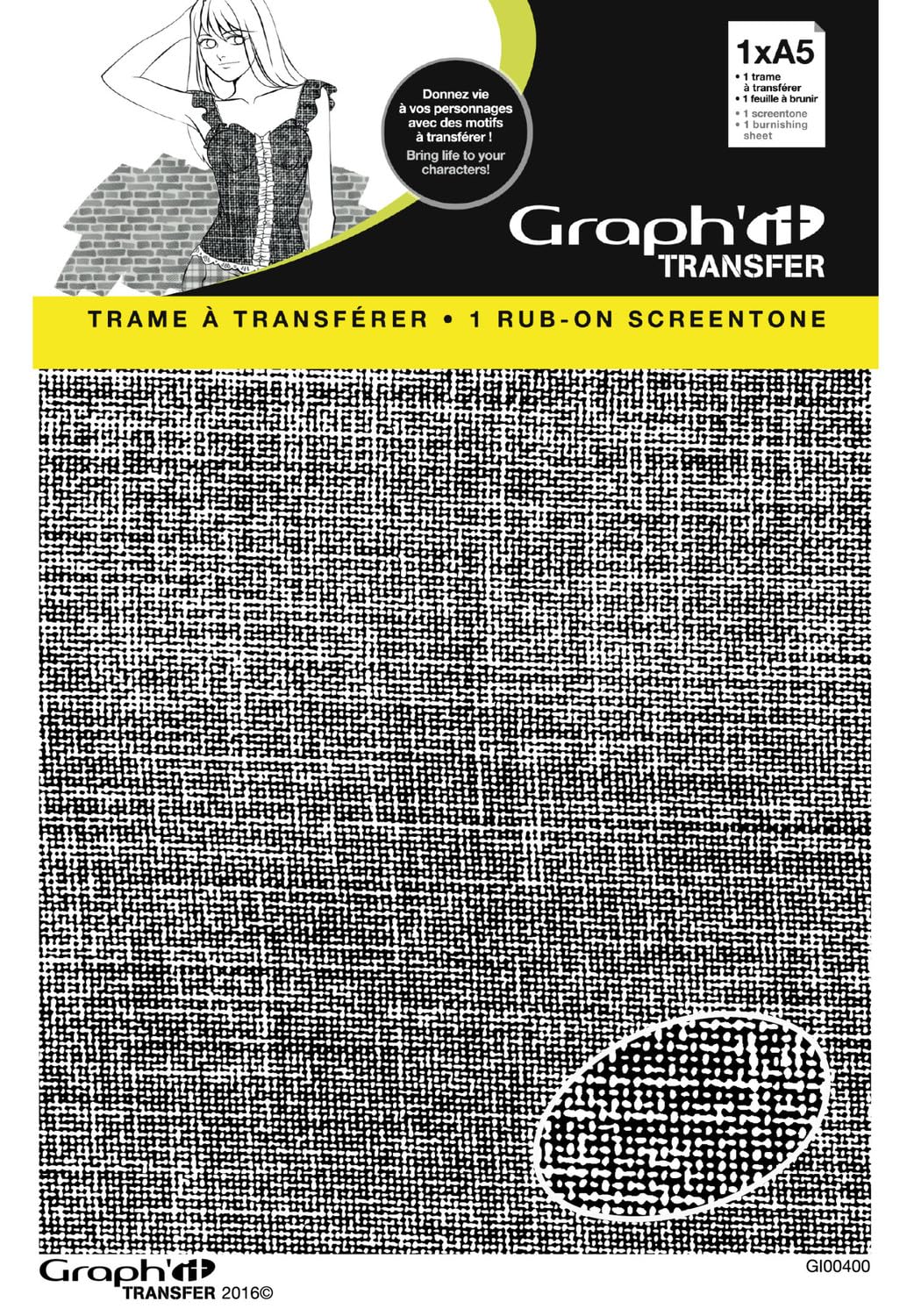 GRAPH'IT - Manga Transfer Weft for Drawing and Illustration - Dry Transfer Decal - A5 Size - Pattern 1
