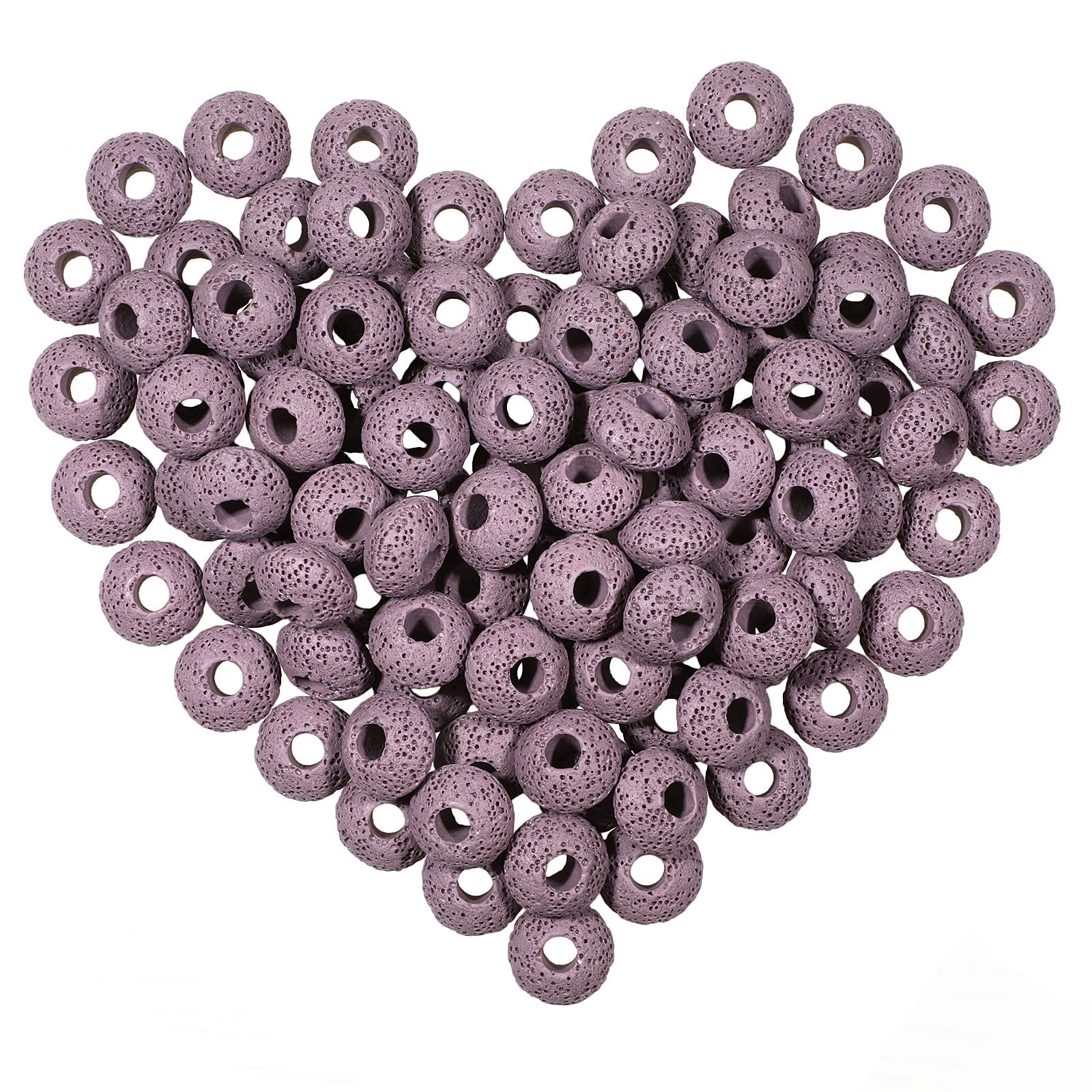 mookaitedecor 50pcs 5-6mm Purple Lava Rock Beads for Jewellery Making, Healing Stones Large Hole Round Loose Beads for Bracelet Necklace, DIY Macrame Projects