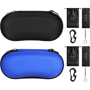 RayLove Sunglasses Case Hard Shell (2Pack), Crush Resistant Eyeglass Case with Zipper, Lightweight Sunglasses Travel Case