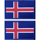 EmWoot 2PCS Iceland Flag Patches Embroidered Morale Patch Hook and Loop | Tactical Military Patch,Versatile Tactical Attachment,Applique Fastener,3&times;2 inches