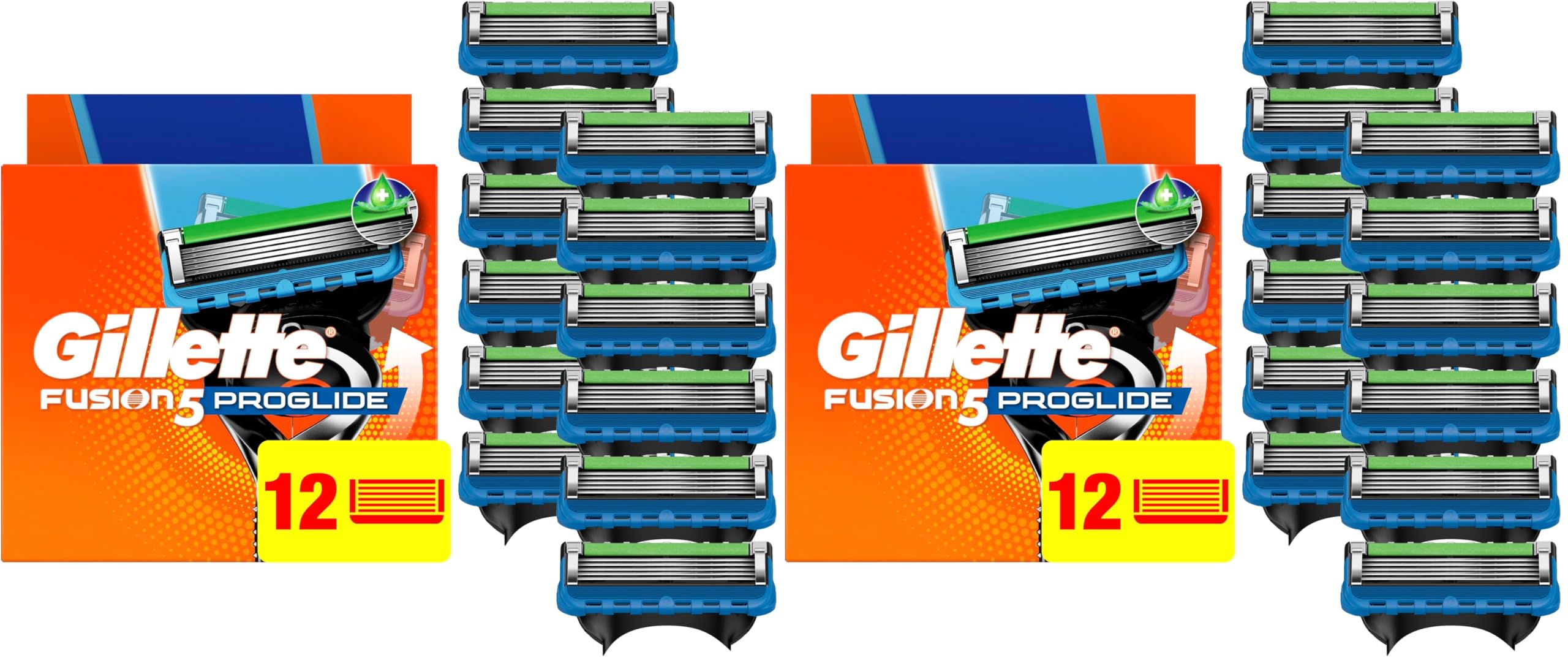 Gillette ProGlide Razor Refills for Men, 12 Razor Blade Refills, (Pack of 2)