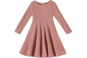 NARPLO Toddler Girls Dresses Long Sleeve Toddler Dress Baby Sweater Ribbed Knit Dresses for Girls Fall Winter Fashion Dress
