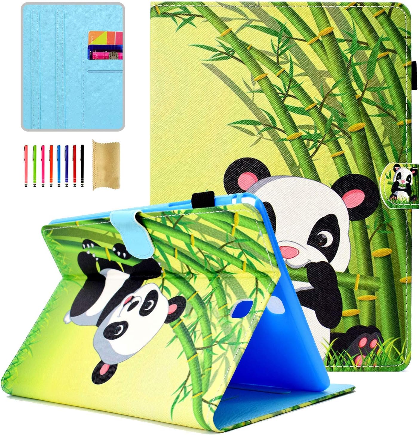APOLL Case for Samsung Galaxy Tab A 9.7 Inch T550 / P550 2015 Release with Auto Wake/Sleep and Pencil Holder,Ultra Slim Shockproof Magnetic Multiple Viewing Angles Stand Wallet Cover,Panda