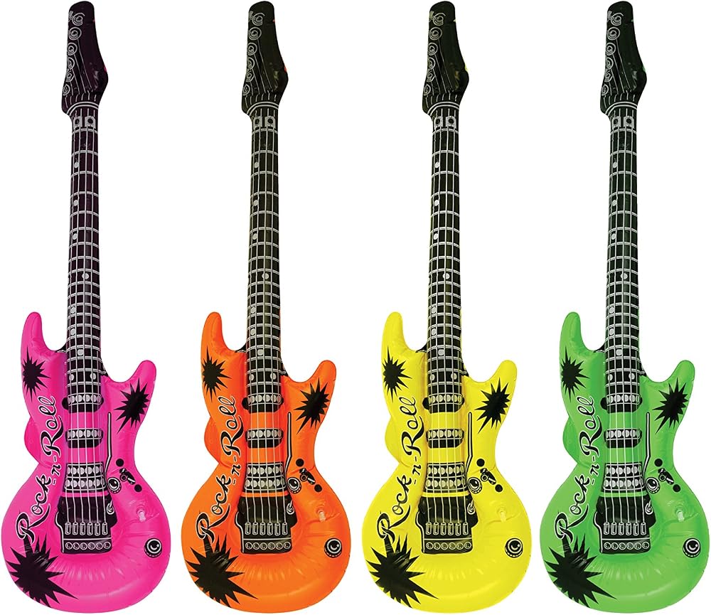 HENBRANDT Inflatable Guitar 106cm Assorted Colour Rock Star Party Toy