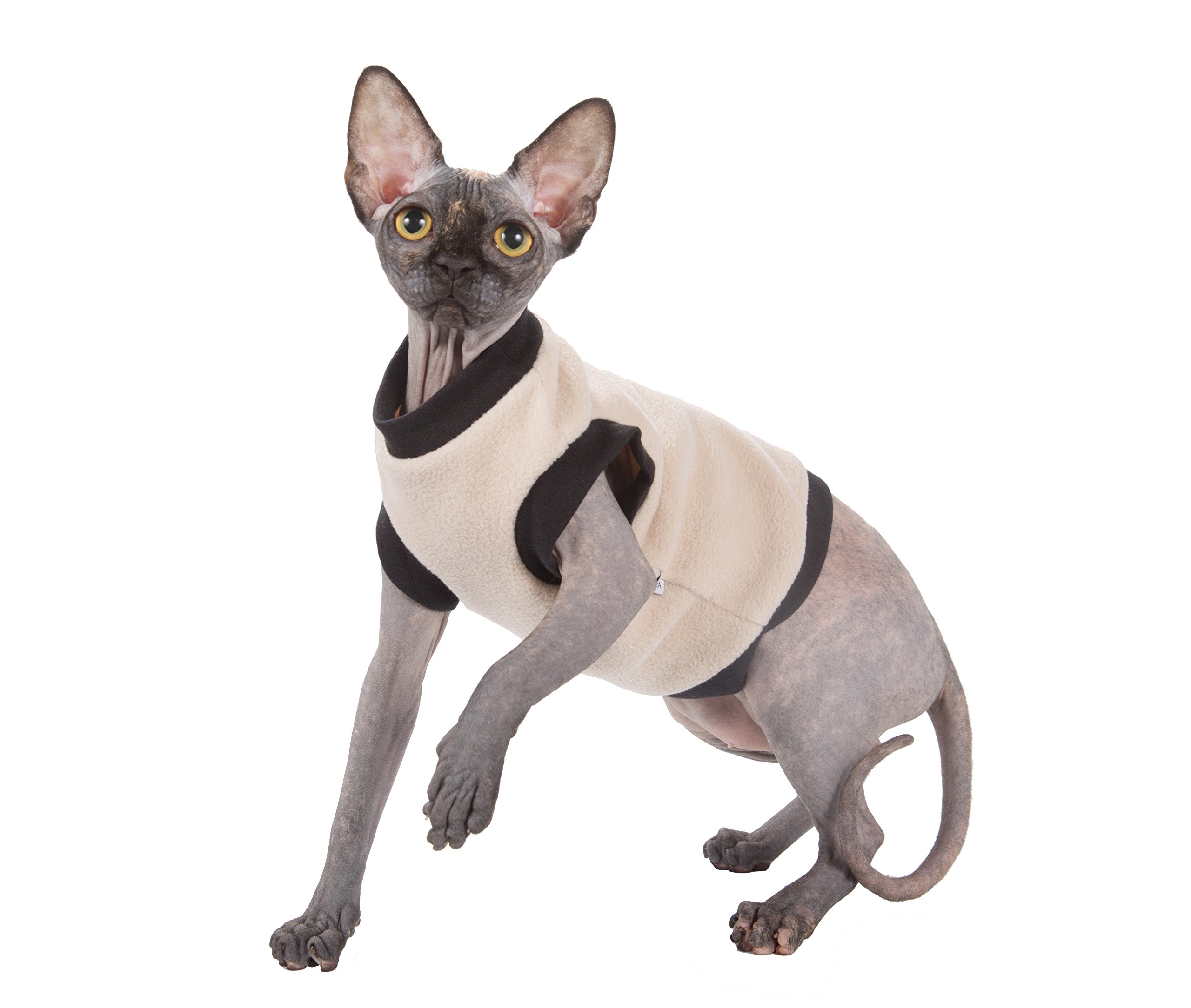 Kotomoda Cat Clothing Pullover Beige Fleece (XL)