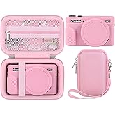 BOVKE Hard Case + Silicone Cover for Canon PowerShot G7 X Mark II Digital Camera, Shockproof EVA Storage Bag with Soft Silicone Protective Case, Removable Lens Cover, Wrist Strap, Pink