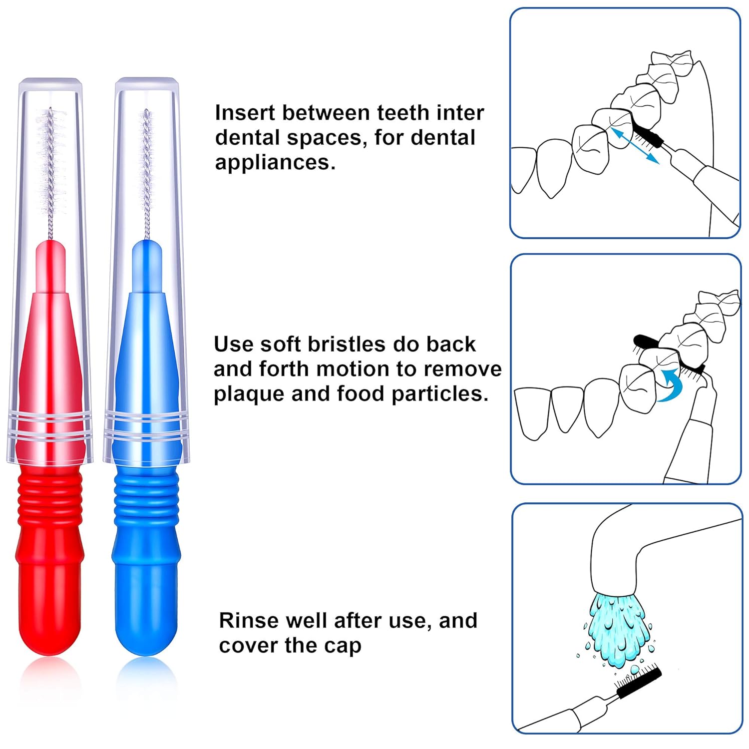 100 Pieces Interdental Brush Toothpick Dental Tooth Flossing Head Oral Dental Hygiene Interdental Brush Dental Flosser Toothpick Cleaners Tooth Cleaning Tool : Beauty