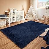Floralux Area Rugs for Bedroom Living Room, 4x6 Rug, Dark Blue, Fluffy Fuzzy Carpet, Shag Plush Carpets for Nursery Kids Room, Home Dorm Decor Aesthetic
