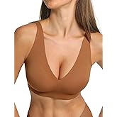 COMFELIE Women Plunge No Underwire Bra Deep V Seamless Supportive Bras Buttery Smooth Comfort Soft Bralettes Underwear
