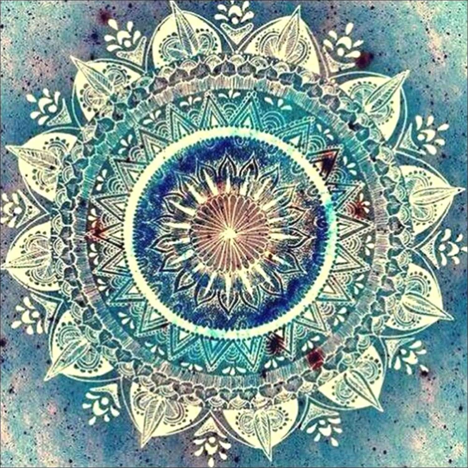 Reofrey DIY Diamond Art Kits for Adults Mandala Flower, Flower Full Drill Round Rhinestone Diamond Painting Kits, Cross Stitch Embroidery for Crafts (40x40 cm/ 16x16 inch)