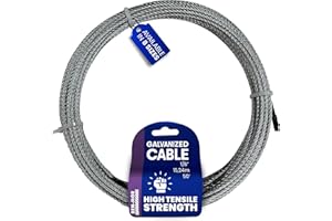 BEN-MOR Galvanized Steel Cable – 1/8 in x 50 FT 7X7 Core Flexible Cable Wire for Fencing, Clothesline, Deck Railing, Pulley, and Winch Loop Rope with 340 LBS Working Load Limit for Home and Industrial Use