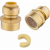 (Pack of 2) EFIELD Push Fit 1/2" x 3/4" Female Adapters Push-to-Connect, Pex, Copper, CPVC Pipe, with Disconnect Clip,(PF038-