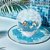 Meschett 50Pcs Mini Glass Gems Sea Blue Flat Bottom Marbles 1.3-1.8cm view 4