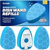 Scrub Dots Dishwand Refill Sponge Heads 3Pcs for Scotch-Brite Dish Wand | Non Scratch Reusable Replacement Pads, Heavy Duty Sponge Brush Refill for Nonstick Cookware, Glassware, Kitchen Sink Cleaning