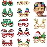 MXCOIRTP 12PCS Christmas Glasses, Glitter Holiday Party Glasses, Christmas Tree Hanging Ornaments Decoration Accessories Photo Booth Props, Santa Eyeglasses Frames for Christmas Parties Holiday Favors