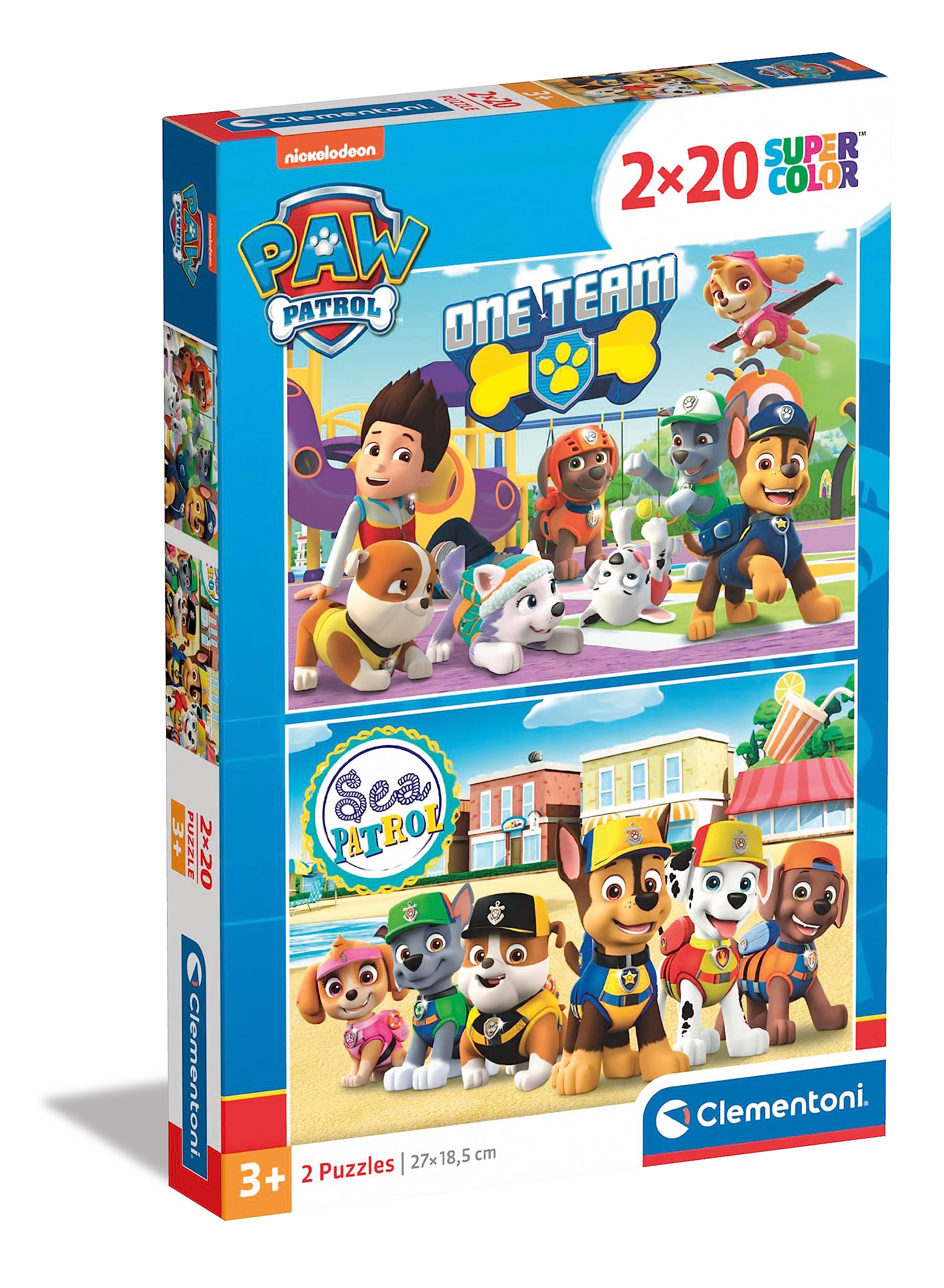 Clementoni 24779, Paw Patrol Puzzle for Children, 2 X 20 Pieces, Ages 3 Years Plus, Multi Coloured