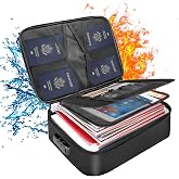 DocSafe Document Bag with Lock, Fireproof 3-Layer File Storage Box, Black | Water-Resistant Zipper, Document Safe Portable Travel Home Office Organizer Bag for Laptop,Files,Certificates, Gifts for Him