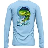 Made in USA Fishing Shirts for Men Long Sleeve Lightweight Dri Fit UPF 40+ Sun Protection Quick Dry Running Hiking Tshirts