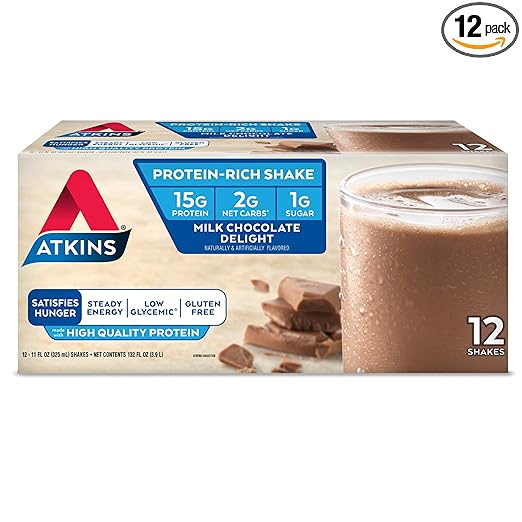 Atkins Gluten Free Protein-Rich Shake, Milk Chocolate Delight https://amzn.to/2QhMeuY