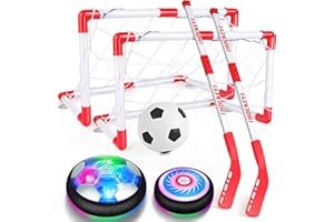 Helsort Hover Soccer Ball Set, Hover Hockey Set for Kids, Air Floating Soccer Toys Hockey Ball with Led Light, Indoor Outdoor Sports Toys & Games, Christmas Birthday Gifts for 3-12 Years Boy Girl