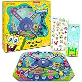 Spongebob Squarepants Pop-Up Board Game - Bundle with Spongebob Board Game with Pop Up Dice Plus Stickers, More | Spongebob Games for Birthday Party