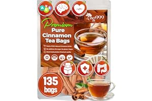 TOG999 135 Tea Bags - Special Cinnamon Tea, 100% Natural & Pure Ceylon Cinnamon. Cinnamon Herbal Tea. Cinnamon Stick Herbal Spice Tea. No Sugar, No Caffeine, No Gluten, Vegan.