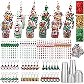 FoldTier 211 Pcs 36 Set Christmas Party Favors Gifts Xmas Gift Cups Filler with Lids Straws Sticker Pendant Raffia for Christmas Stocking Stuffers Classroom Gift Exchange Goodie Bag Fillers Supplies