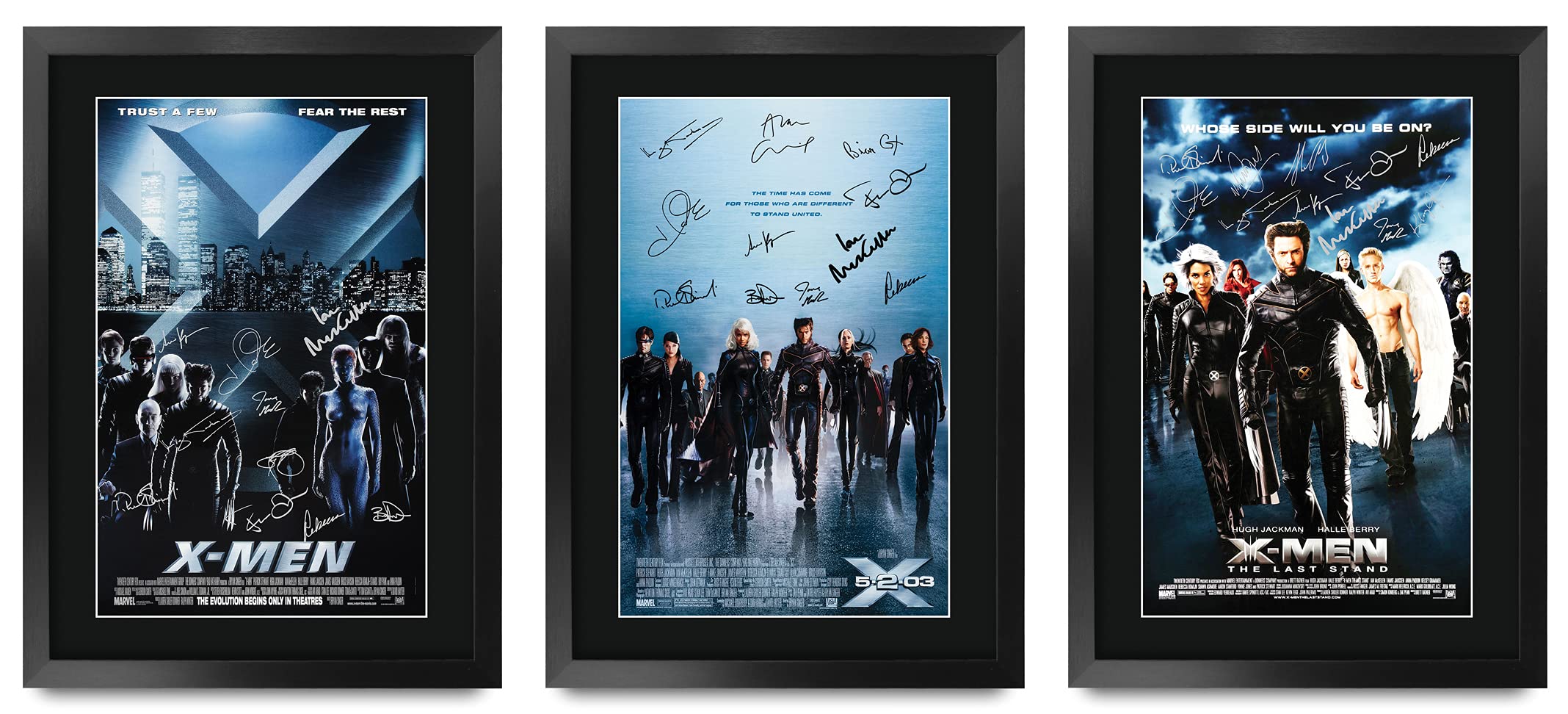 HWC Trading FR A3 X-Men Collection Hugh Jackman, Patrick Stewart Gifts Printed Poster Signed Autograph Picture for Movie Memorabilia Fans - A3 Framed