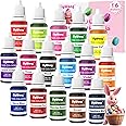 Food Coloring Liquid - 16 Colors Vibrant Food Coloring Set, Upgraded Tasteless Food Grade Food Dye for Cake Decorating, Baking, Cookies, Icing, Slime, Easter Egg, Fondant and DIY Crafts - 10ml Bottles