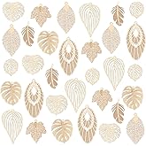 PH PandaHall 32pcs 8 Style Tree Leaf Charms for Fall, Brass Monstera Leaf Pendants Filligree Etched Maple Leaf for Necklace Earring Jewelry Making Keychain Bag Dcoration
