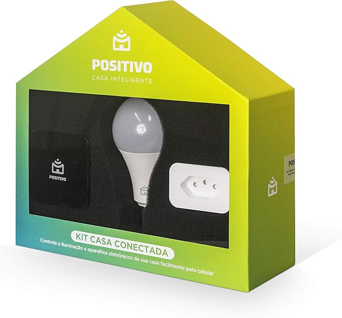 Kit Casa Conectada, Positivo Casa Inteligente (1 Smart Controle Universal + 1 Smart Lâmpada Wi-Fi + 1 Smart Plug Wi-Fi), Compatível com Alexa