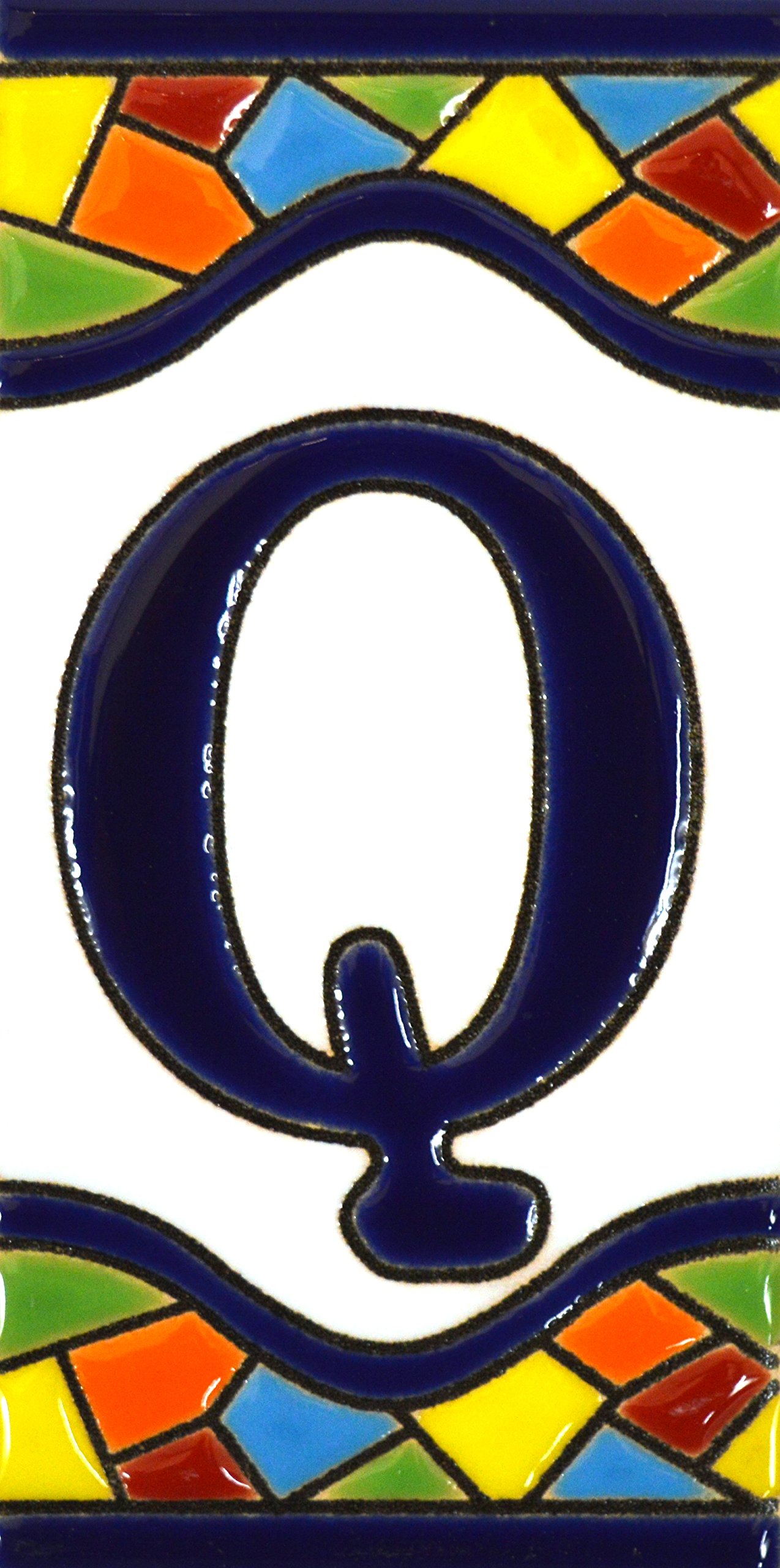 ART ESCUDELLERS House Letter Tile, Ceramic, Large, Letter 'Q', Mediterranean Mosaic Style, Personalized Signs, Addresses, Names