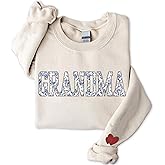 NAZENTI Mama Embroidered Crewneck Sweatshirt Mama with Heart on Long Sleeve Fashion Pullover Size S-4XL