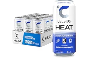 CELSIUS HEAT Blueberry Pomegranate Performance Energy Drink, Zero Sugar, 16oz. Can (Pack of 12)