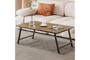 Xankzi Folding Coffee Table, Portable Wood Low Table with Metal Legs, No Assembly Required, Small Foldable Floor Desk for Living Room/Tea Room/Small Spaces (39.4in x 23.6in x 15.8in) (Rustic Brown)