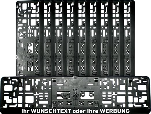 10 Kennzeichenhalter - MIT INDIVIDUELLEM WUNSCHTEXT - PREMIUMQUALITÄT - Nummernschildhalter Kennzeichenträger Kennzeichenvers