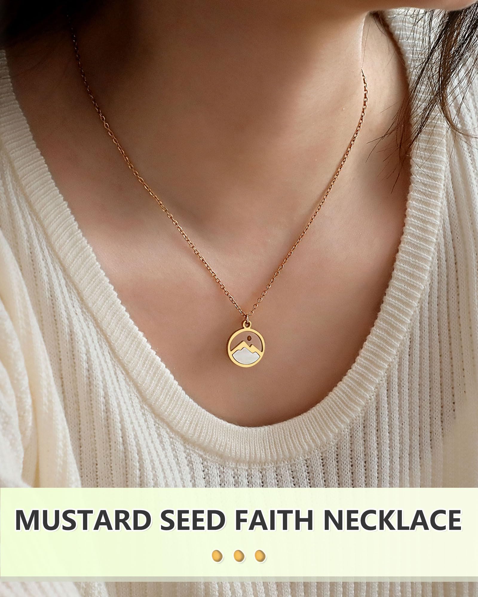 Eryuor Silver/Gold Moving Mountains-Mustard Seed Faith Necklace for Women Teens