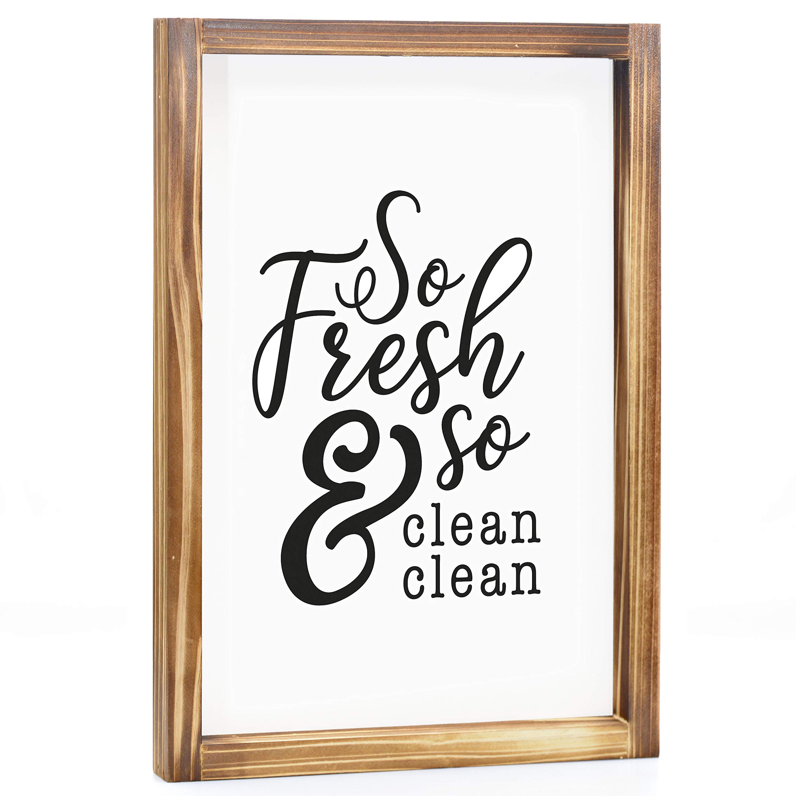 So Fresh And So Clean Sign 11x16 Inch, Farmhouse Bathroom Decor Wall, So Fresh So Clean Wall Art, Small Bathroom Sign Rustic Farmhouse Bathroom Wall Decor Funny Bath Room Sign with Wood Frame