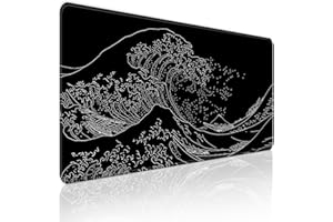 BZU Japanese Sea Wave Extended Big Mouse Pad Large,XL Gaming Mouse Pad Desk Pad,31.5x11.8inch Long Computer Keyboard Mouse Mat Mousepad with 3mm Non-Slip Base and Stitched Edge for Home Office Work